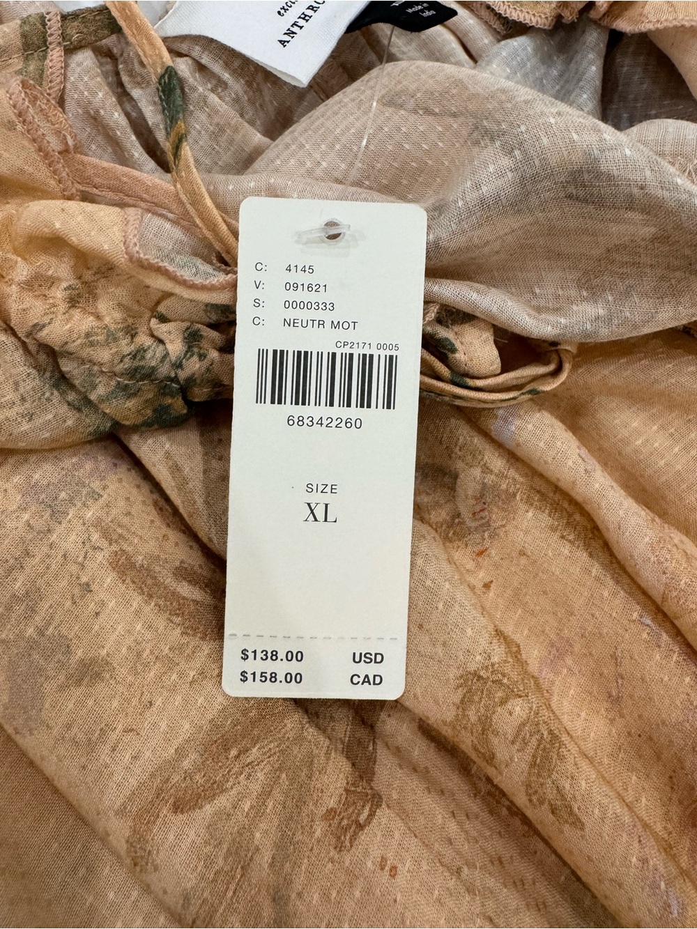 Anthropologie Peach and Olive Floral Maxi Dress - Picture 2 of 9